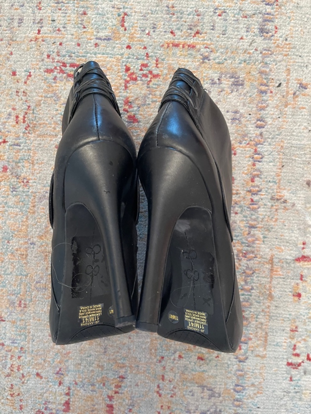 Jessica Simpson Black Leather High Stiletto Ankle Boots - Picture 4 of 5